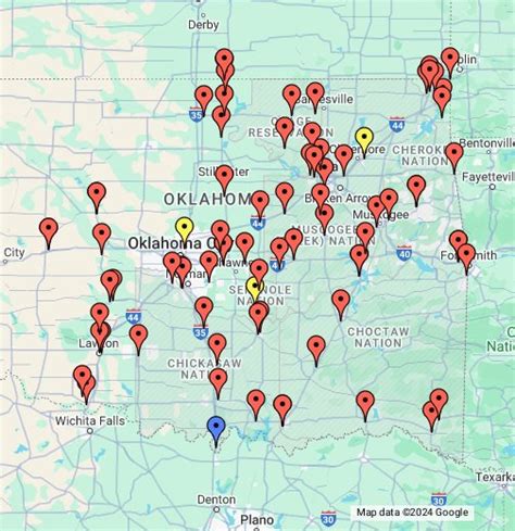 casinos oklahoma map,oklahoma casino locations